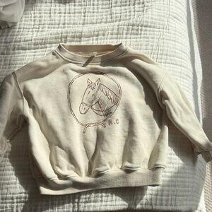 Rylee + Cru Cream Sweatshirt with Brown Horse Graphic
